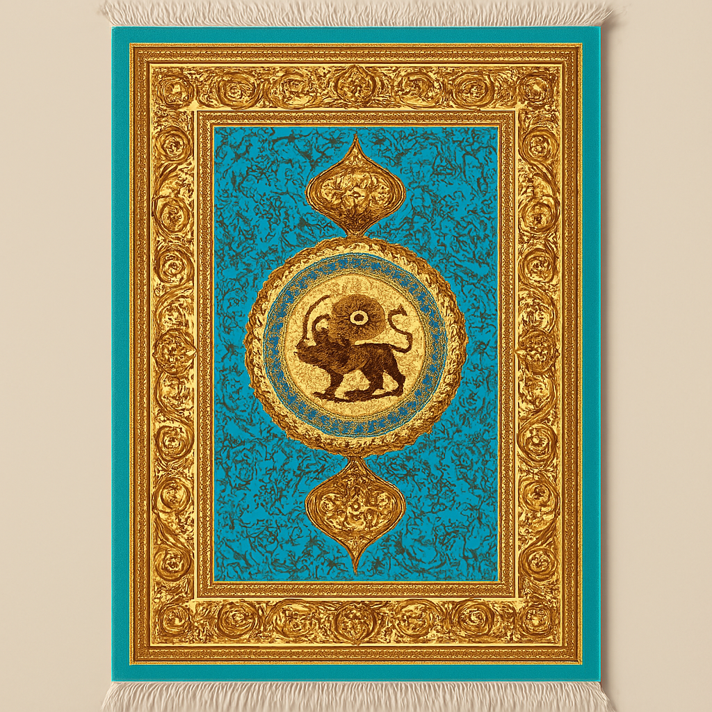   سجادة أسد وشمس حرير إيراني أصلي