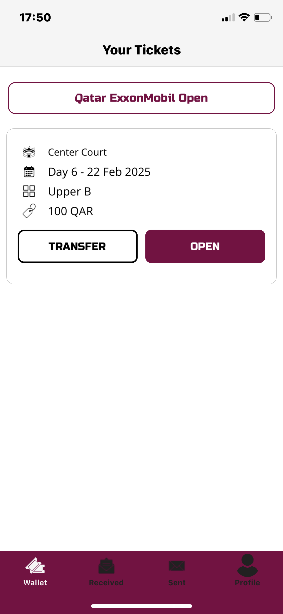 بلیط بازی نهایی تنیس قطر ۲۰۲۵