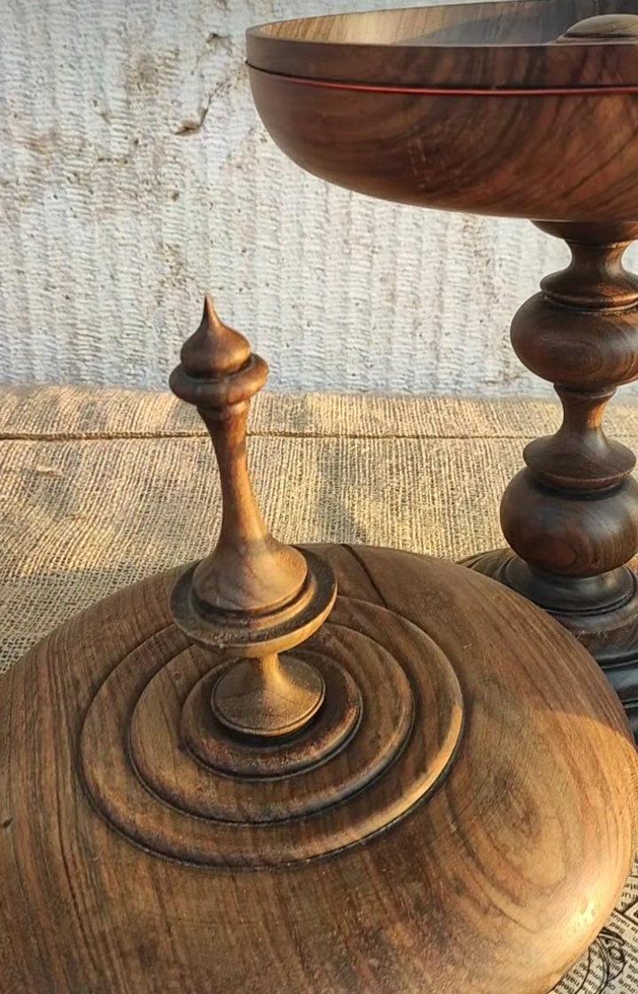 ست ظروف پذیرایی چوب گردو سیاه کمیاب