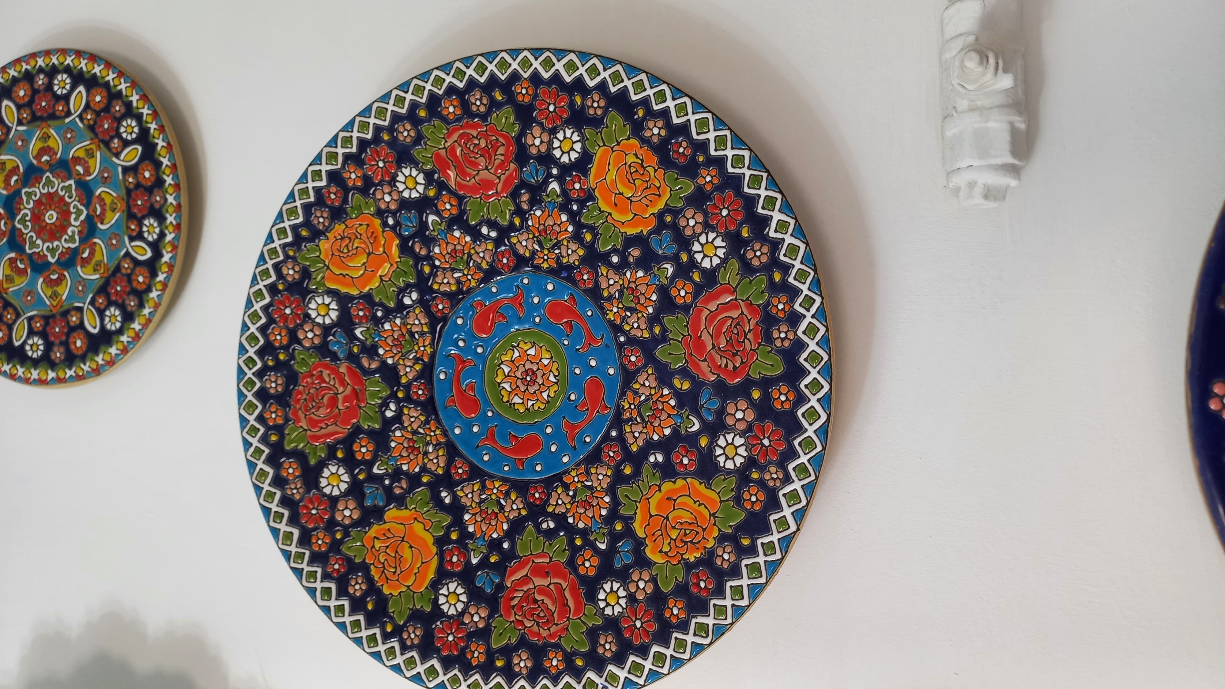 بشقاب میناکاری سفال طرح گل