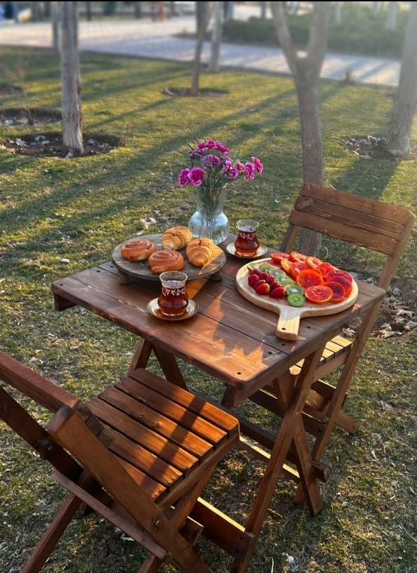 میز و صندلی چوبی تاشو 