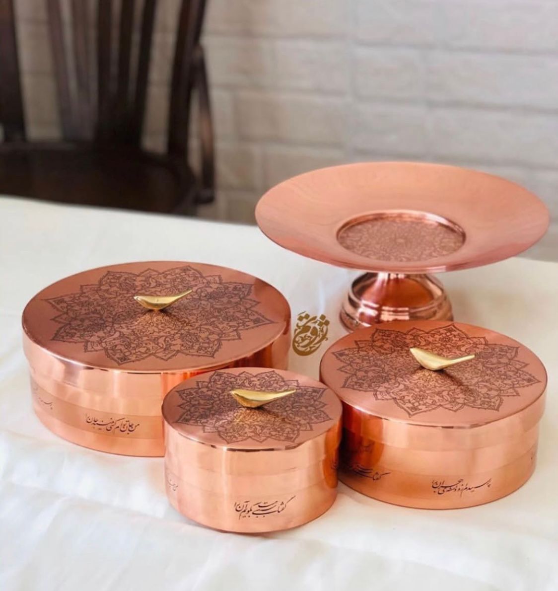 ست ظروف مسی زینتی 