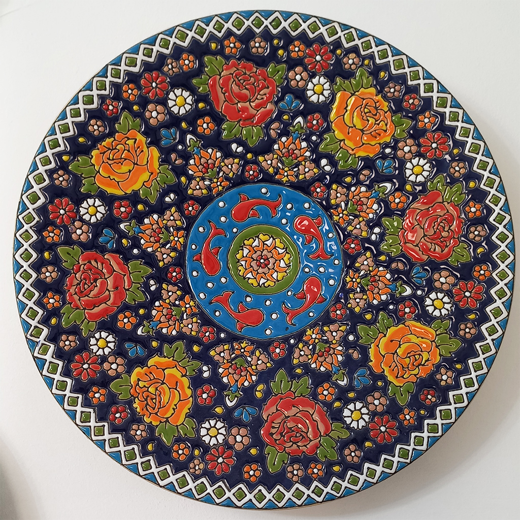 بشقاب میناکاری سفال طرح گل