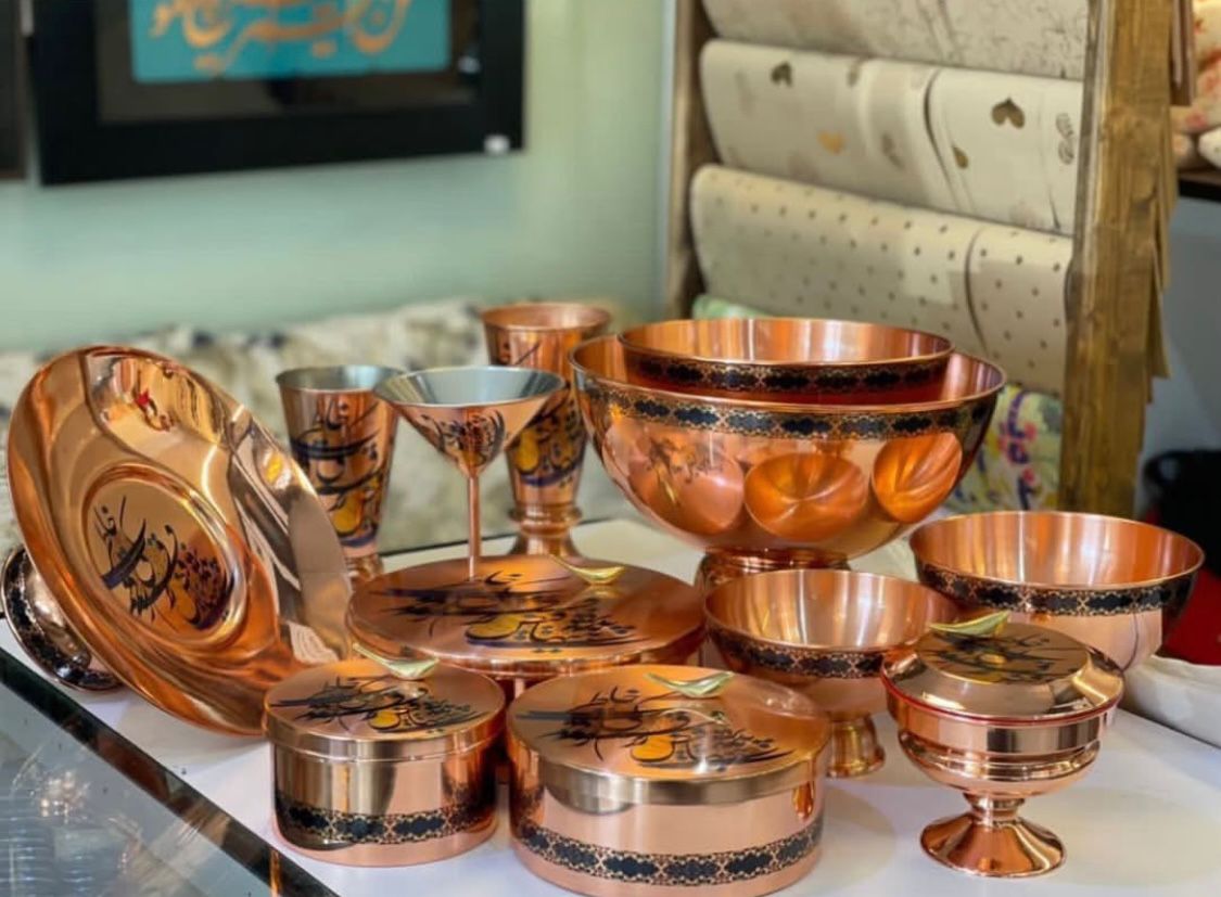 ست ظروف مسی زینتی 