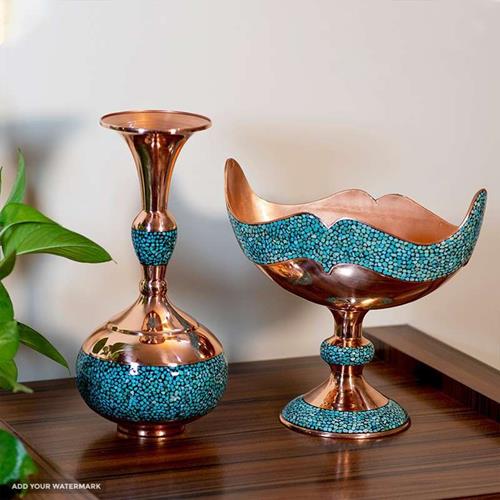 ظرف مسی و مینا کاری 