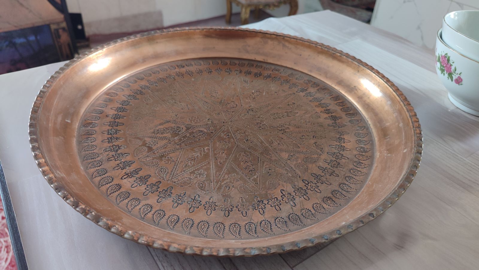 سینی مسی حکاکی شده