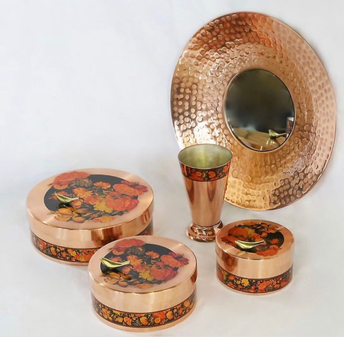 ست ظروف مسی زینتی 