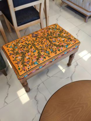پاف چوبی با پارچه دستبافت