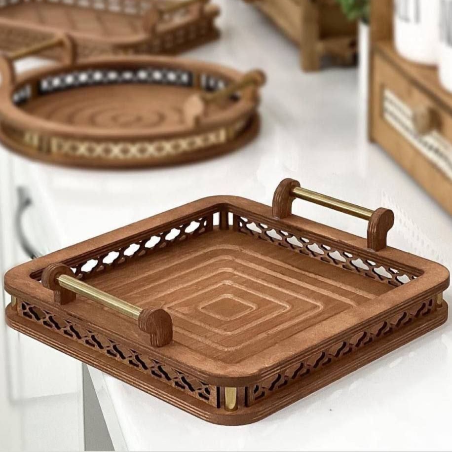 سینی چوبی دسته دار و سرویس هیوا