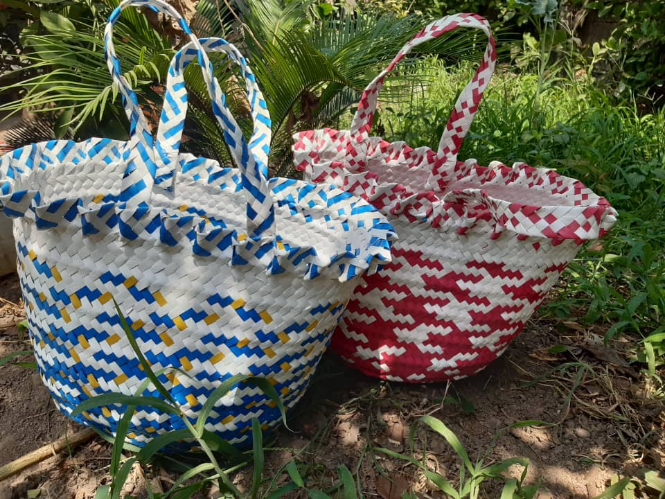 زنبیل تسمه بافی گرد 