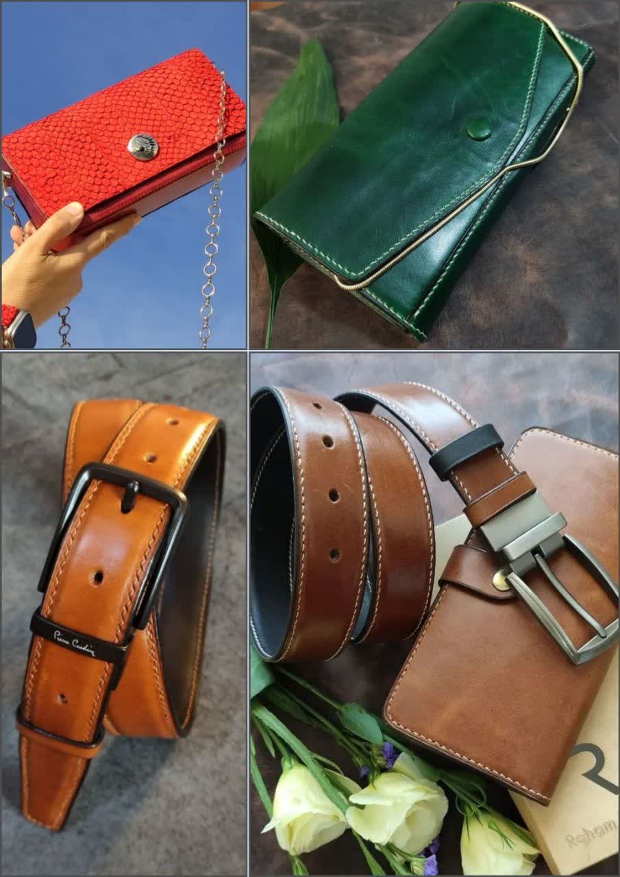 کیف و کمربند چرم دست دوز 