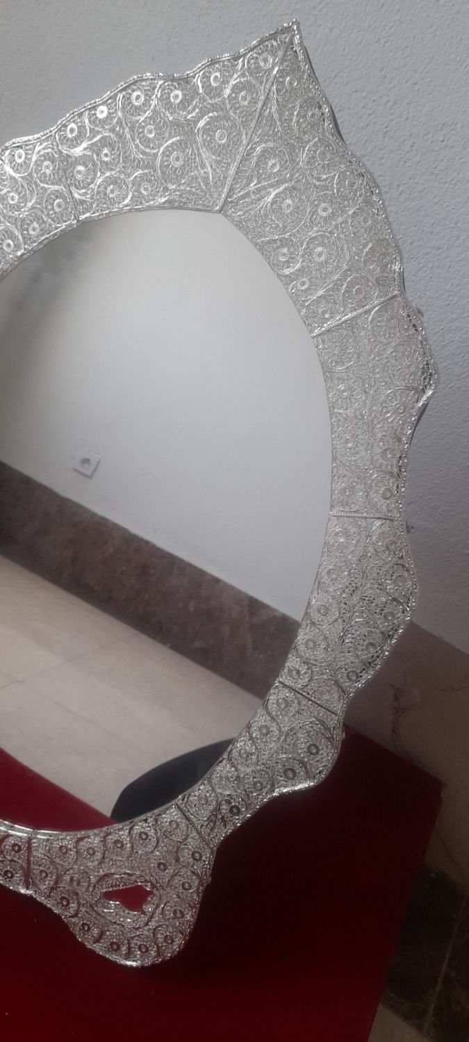 ایینه شمعدان ملیله آبکاری نقره 