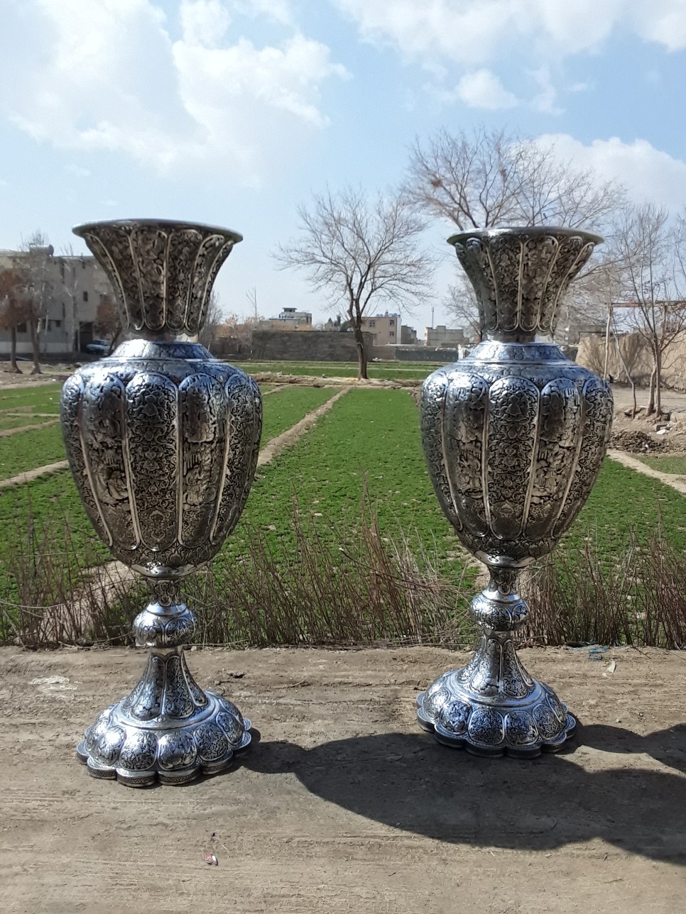 سنگاب و گلدان دستساز مسی
