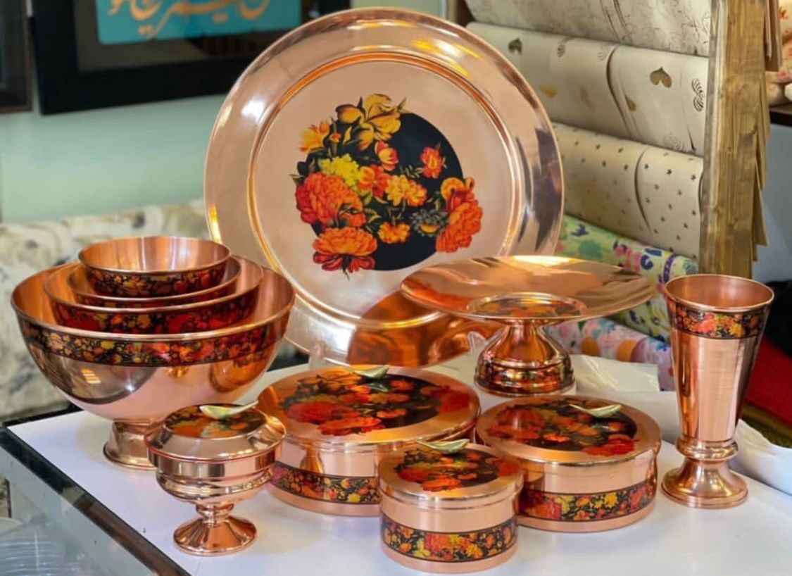 ست ظروف مسی زینتی 