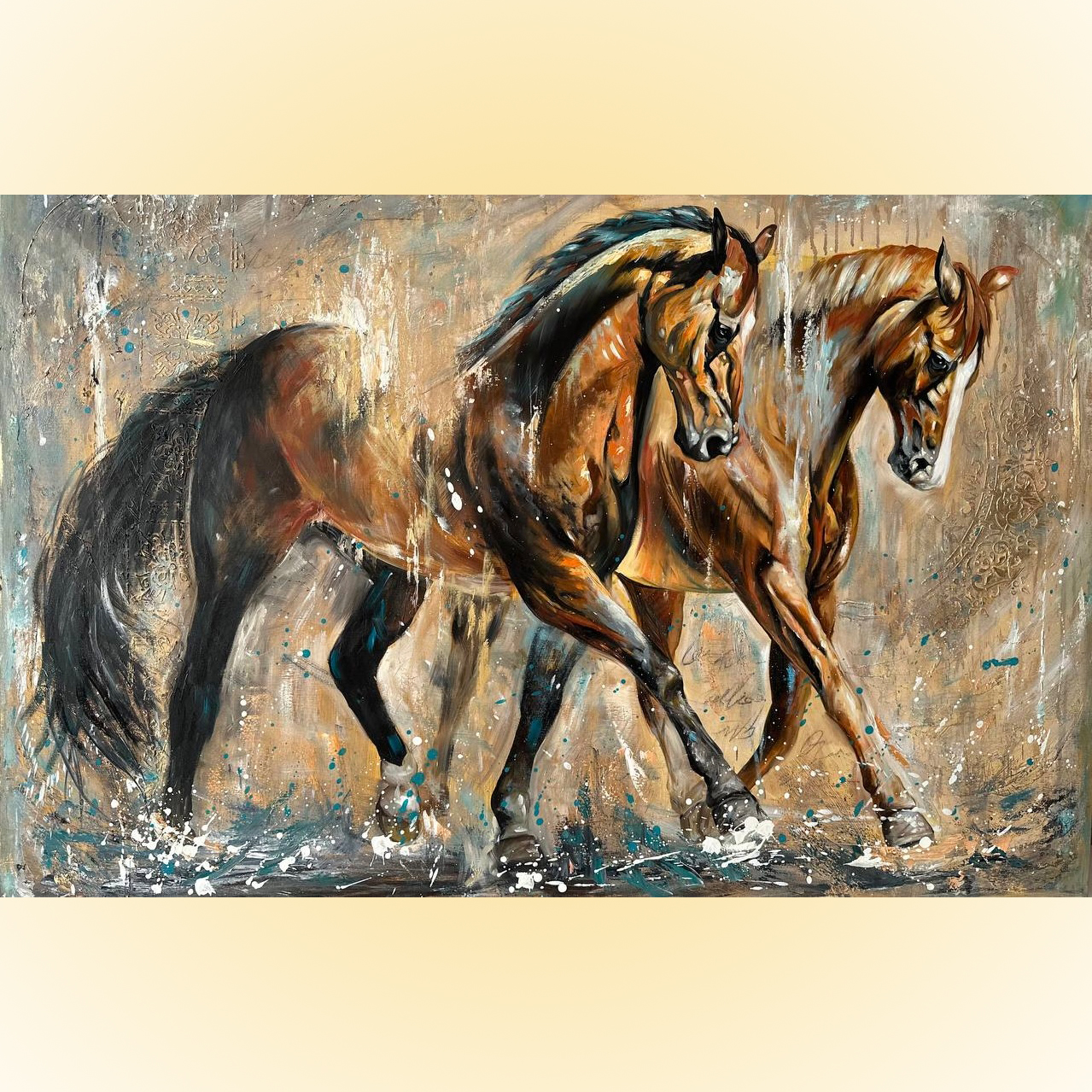 تابلو رنگ روغن اسب 