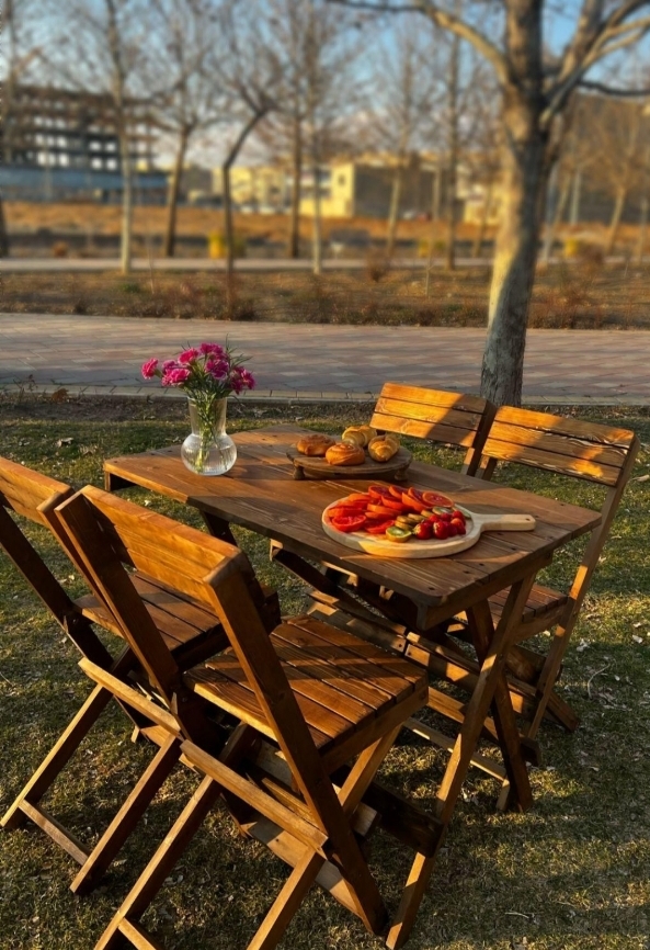 میز و صندلی چوبی تاشو 
