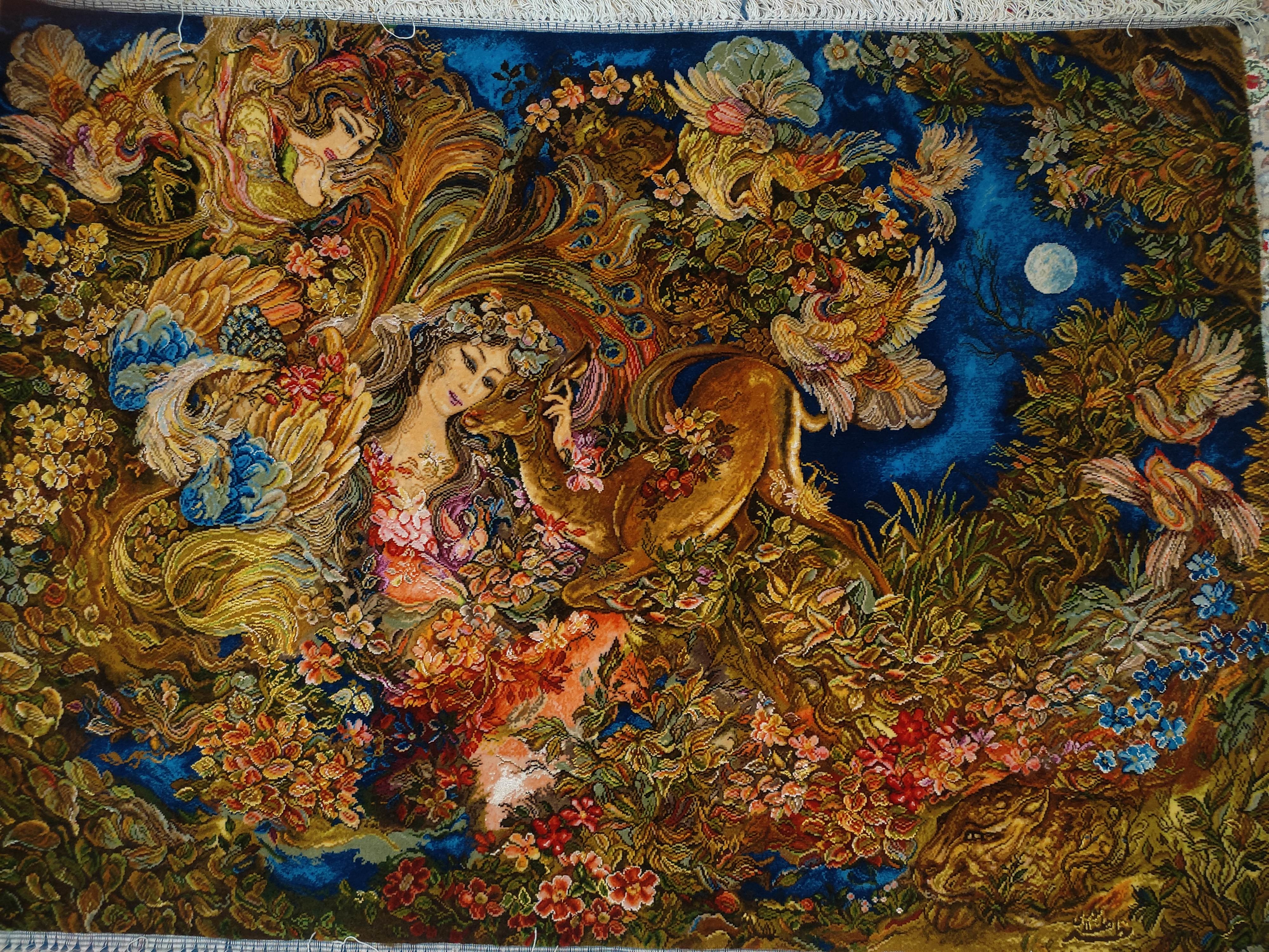 تابلو فرش مینیاتوری شب عشاق ۱۲۵-۹۵ 