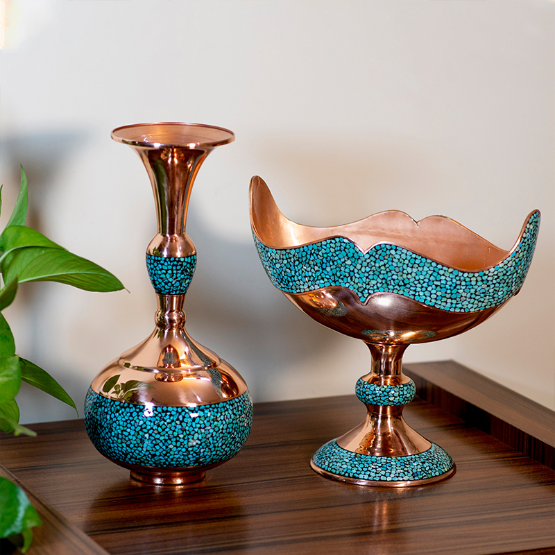 ظروف مسی فیروزه کوبی