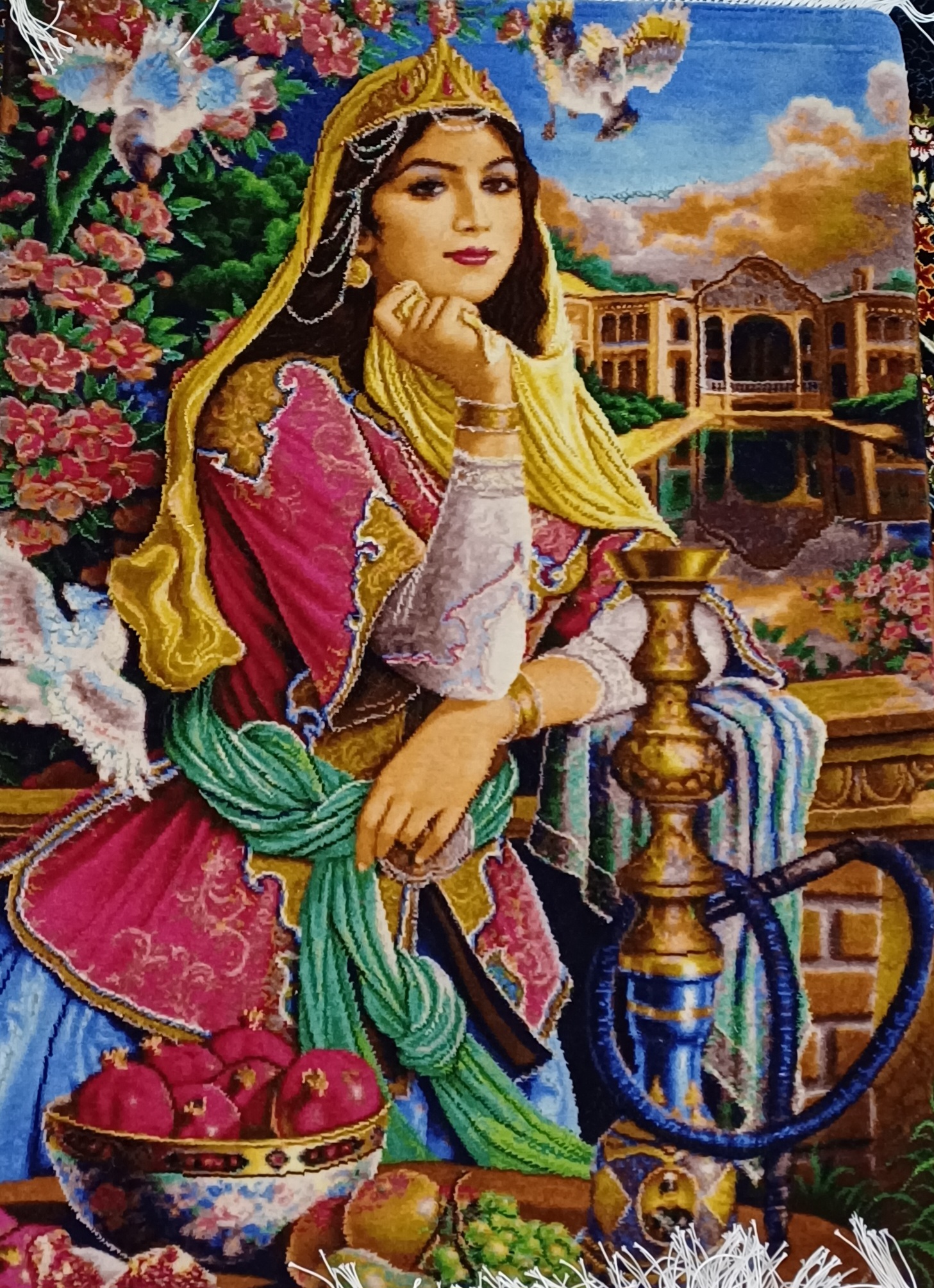 تابلوفرش دست بافت بانخ مرینوس وابریشم