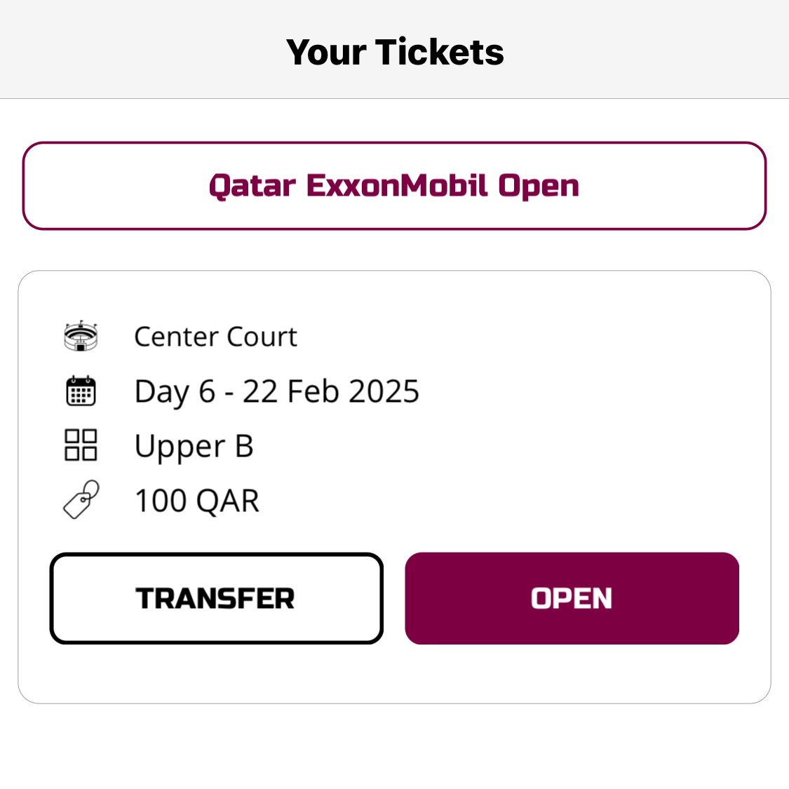 بلیط بازی نهایی تنیس قطر ۲۰۲۵