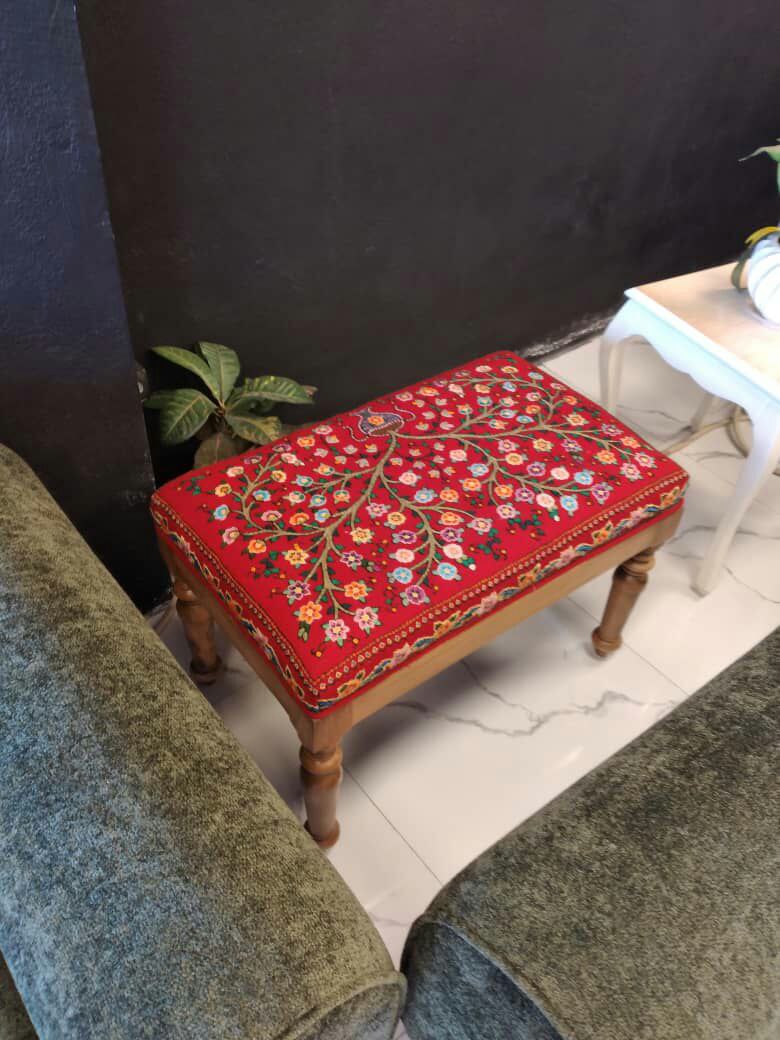 پاف چوبی گرد و مستطیل هنری