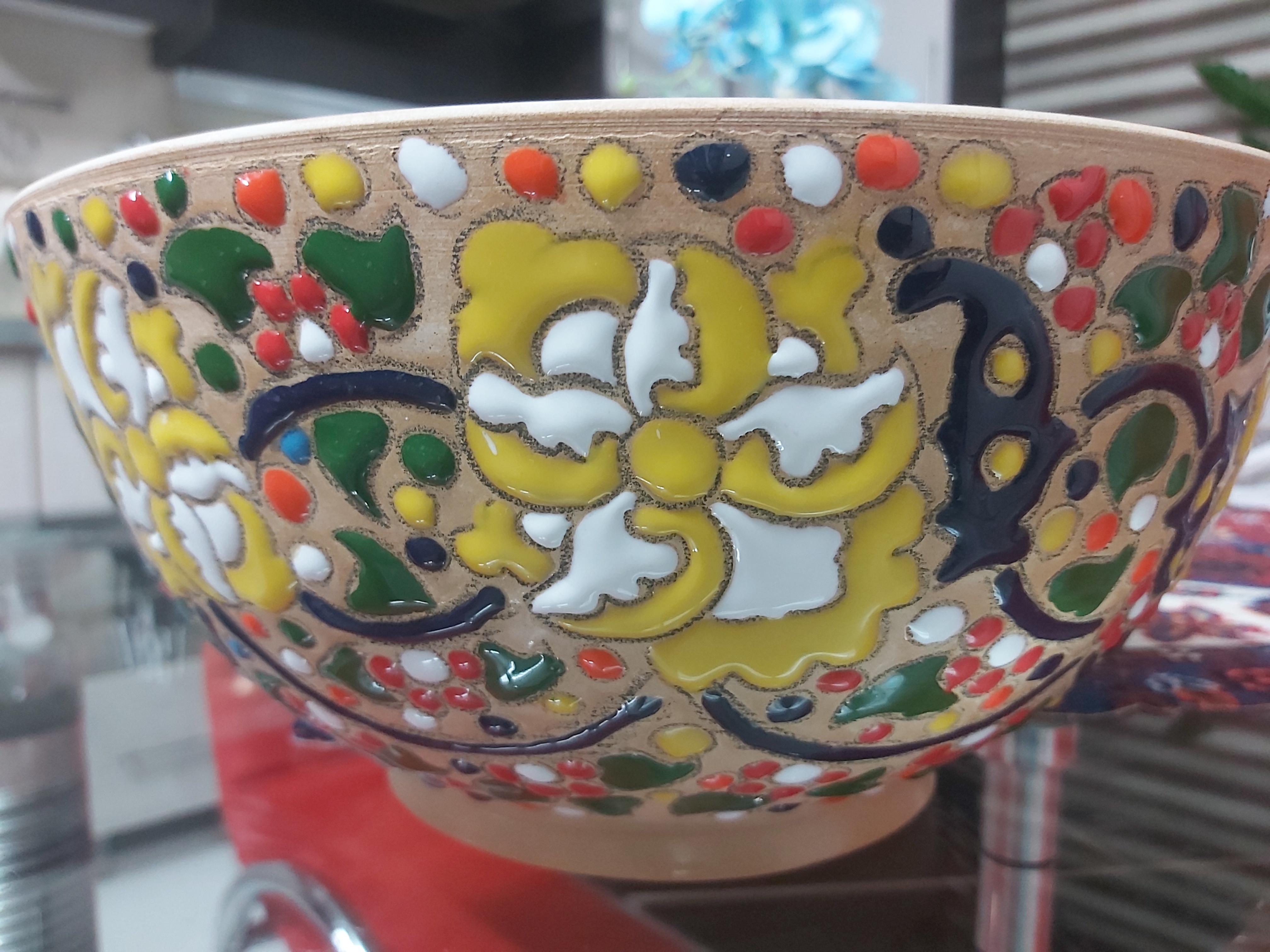 ظرف سفالی لعاب دار زیبا