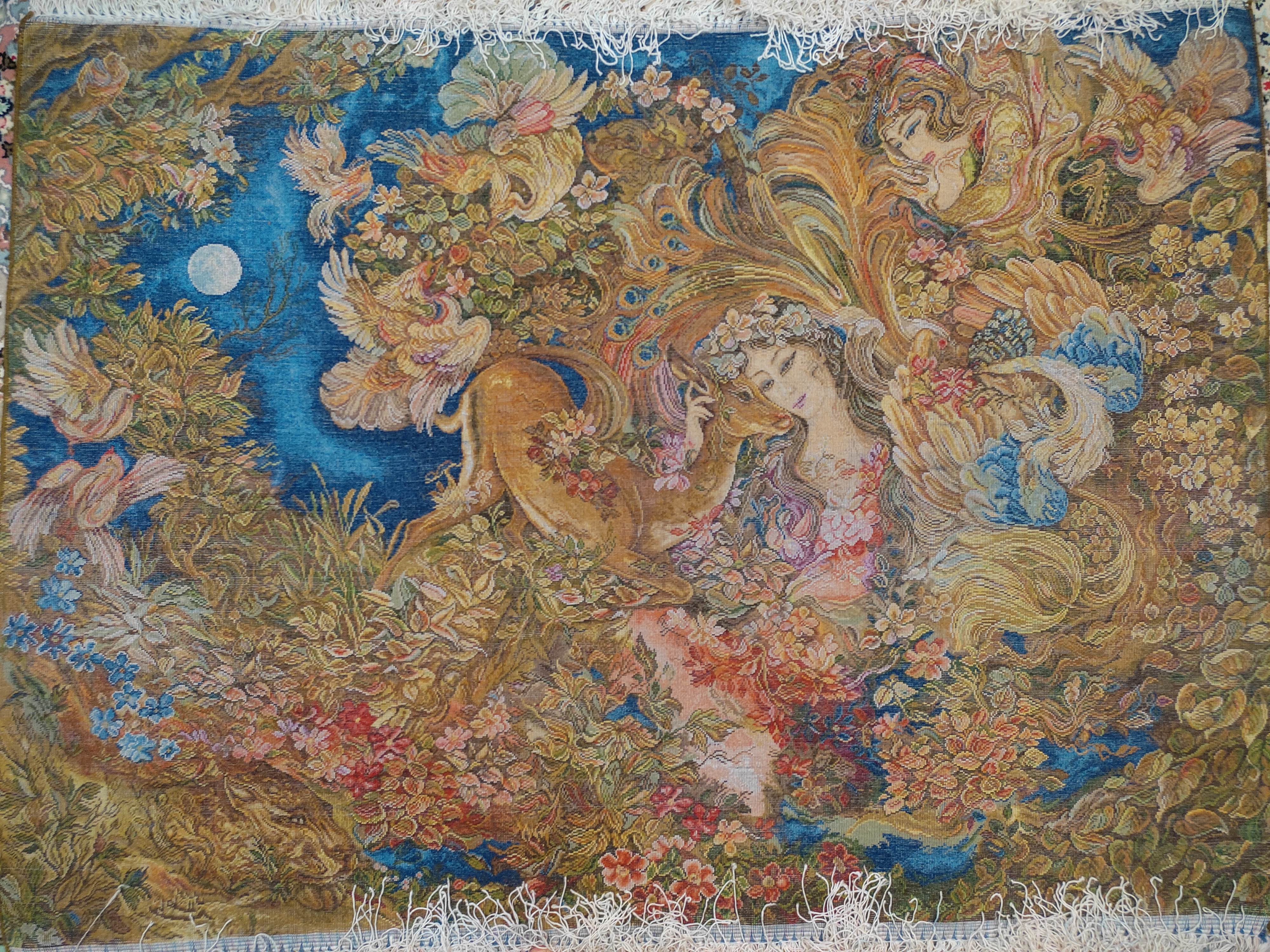 تابلو فرش مینیاتوری شب عشاق ۱۲۵-۹۵ 