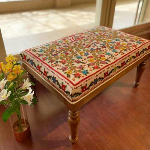 پاف چوبی گرد و مستطیل هنری