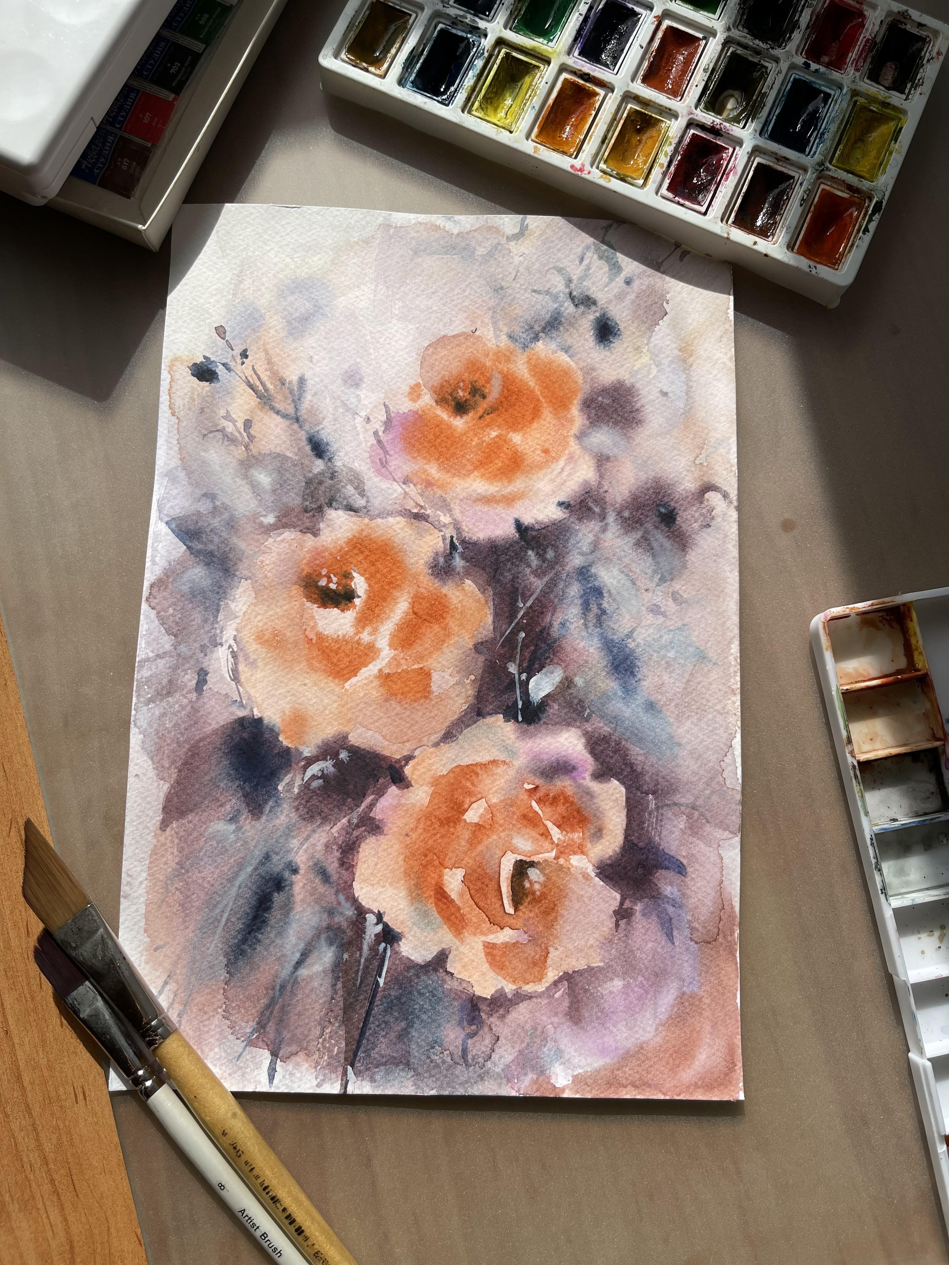 تابلو نقاشی مجموعه رز نارنجی