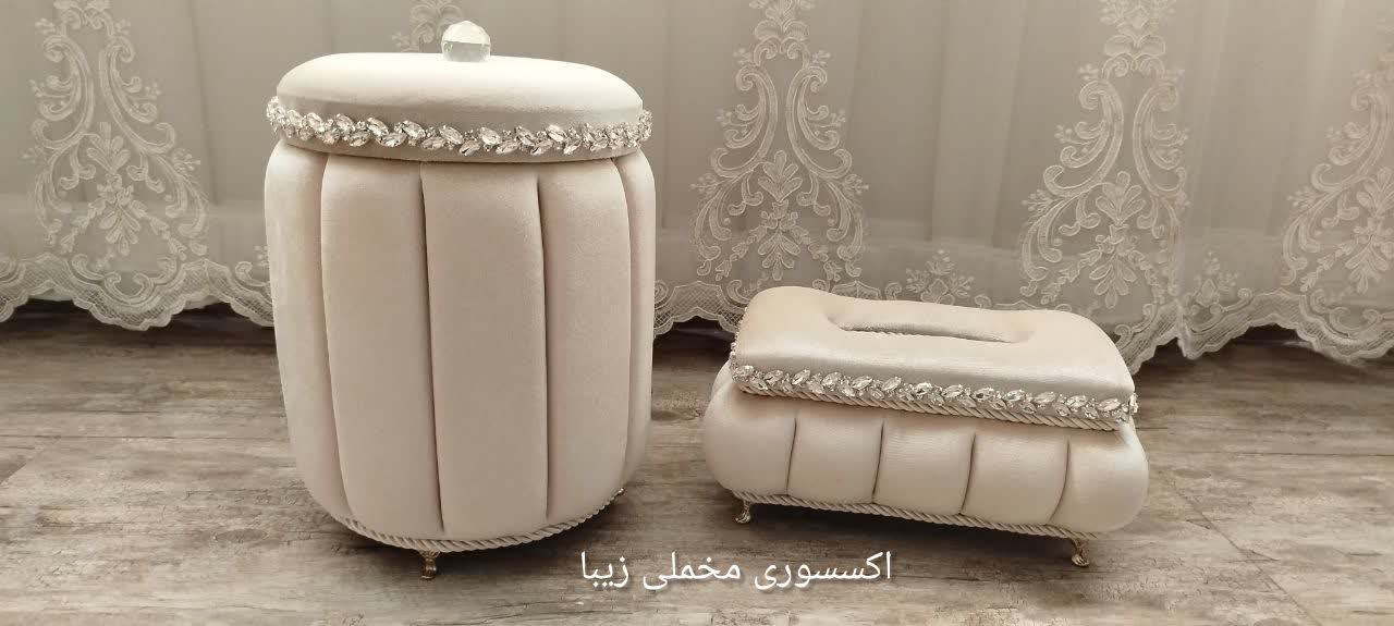 سطل و جا دستمال لمسه و سنگ کار شده