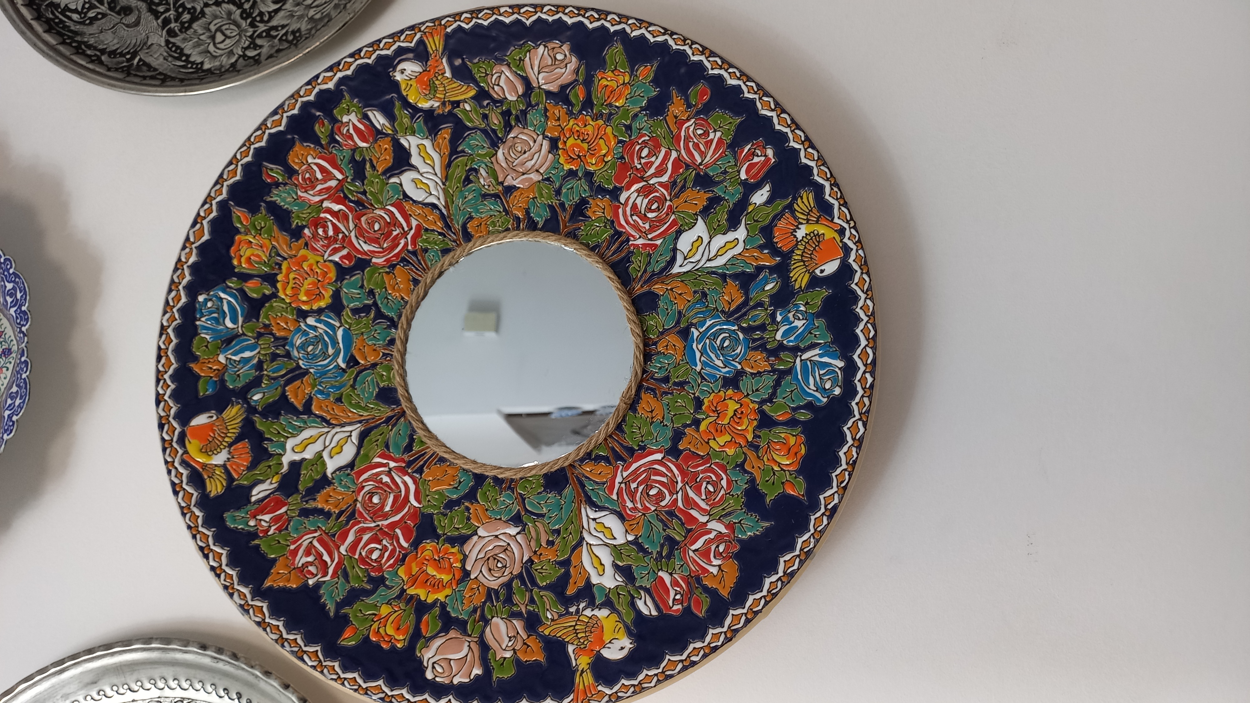 بشقاب میناکاری سفال طرح گل