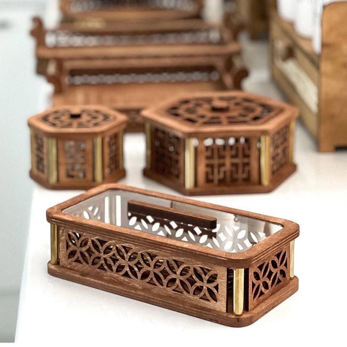 سینی چوبی دسته دار و سرویس هیوا