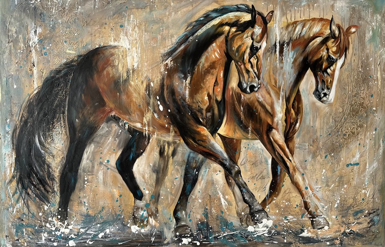 تابلو رنگ روغن اسب 