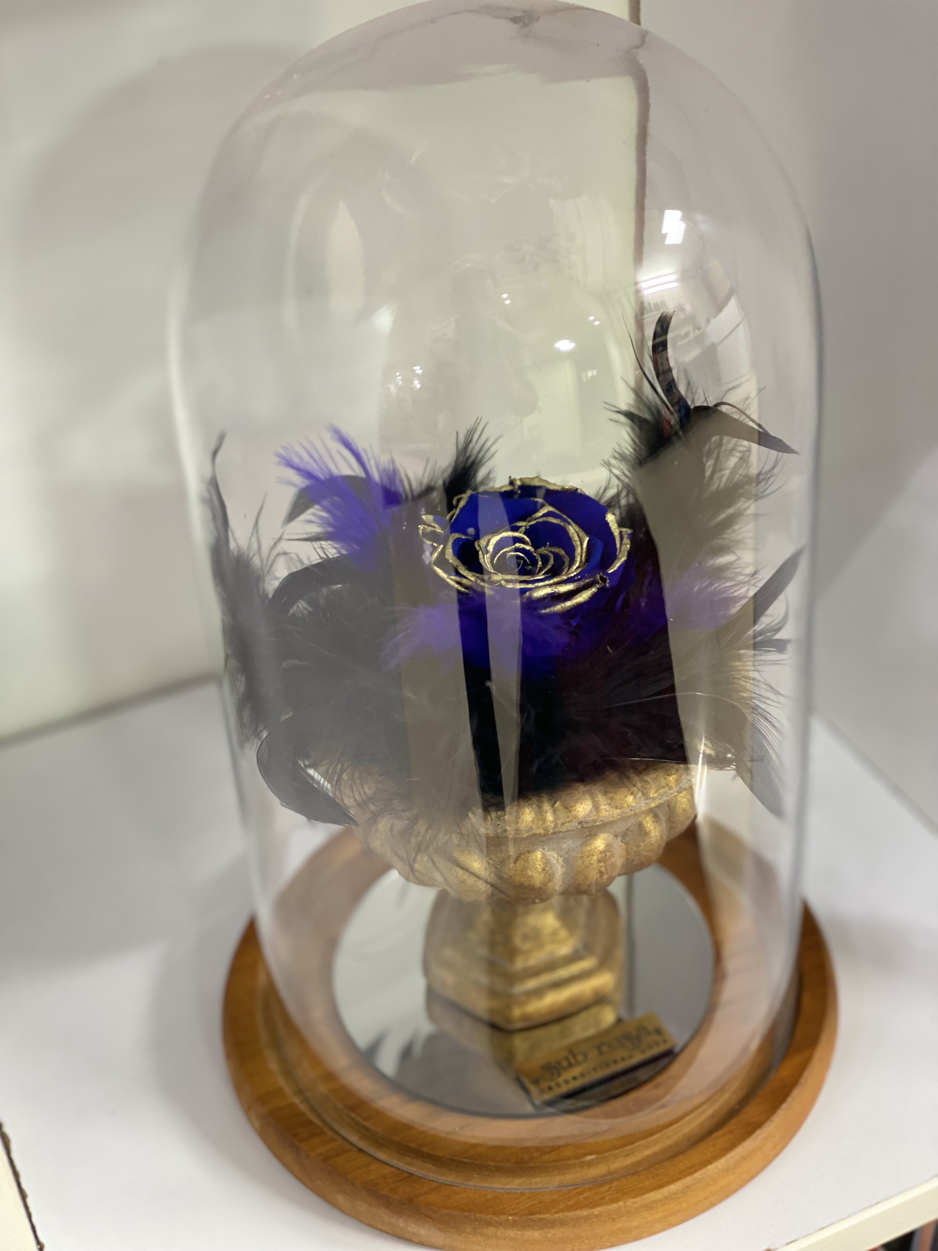 گل رز جاودان ساقه دار با لبه طلا۲۴ عیار