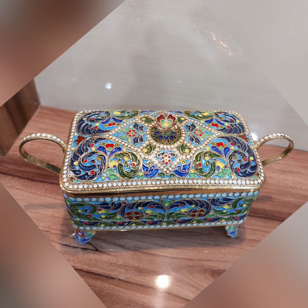 مینا کاری سینی و لیوان نقره 