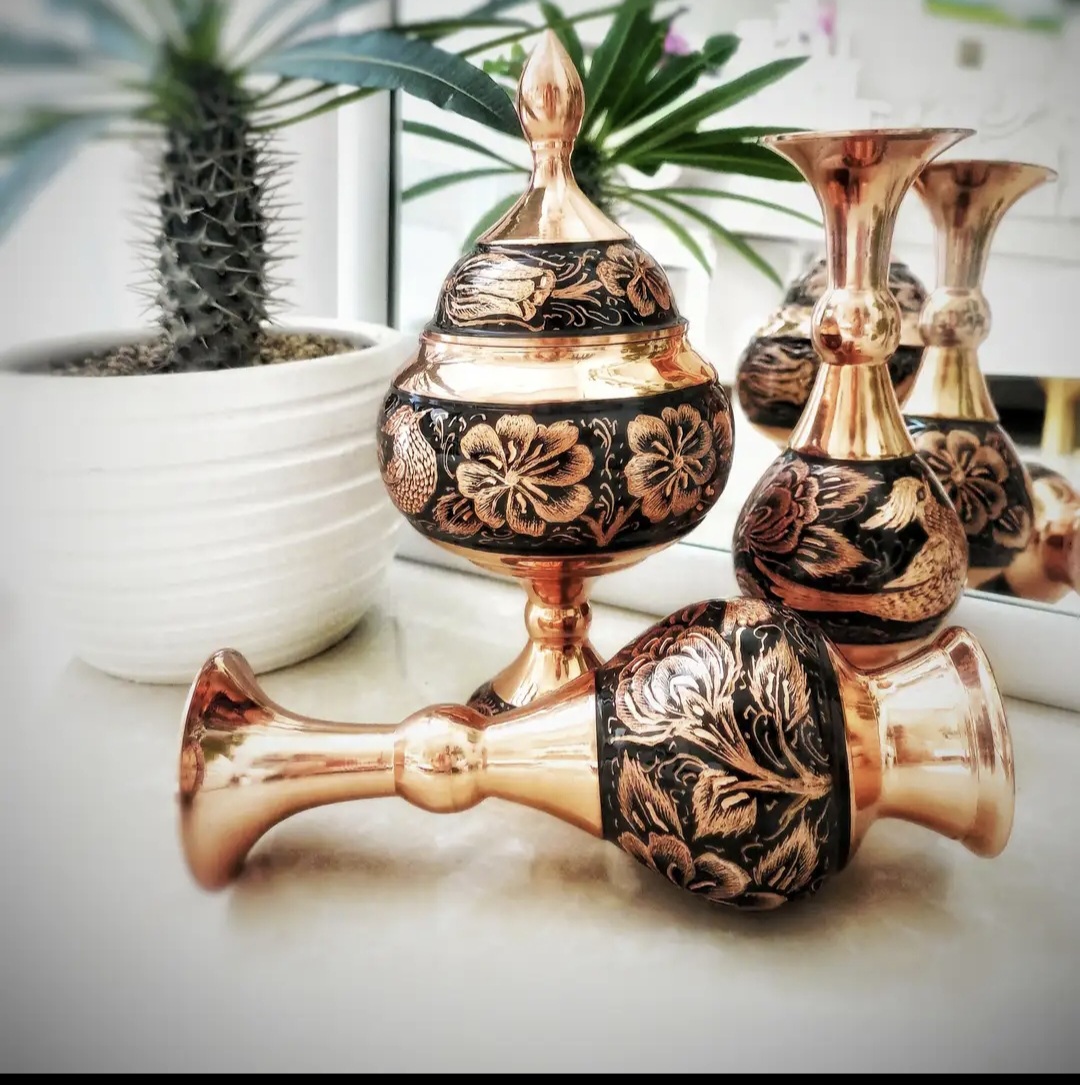 ست صنایع دستی  قلم زنی مسی ۳ تکه