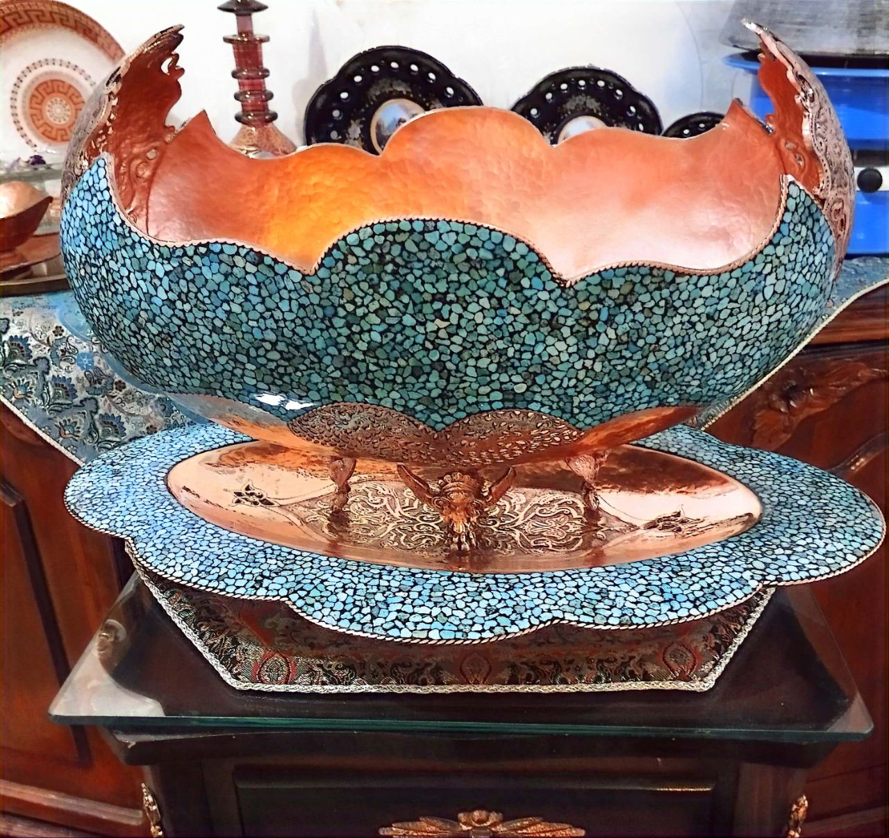 کشکول و بشقاب سوپر فیروزه کوبی 