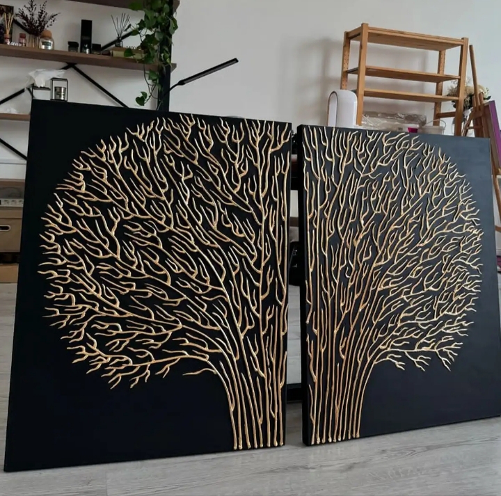 تابلو نقاشی ورق طلا برجسته 
