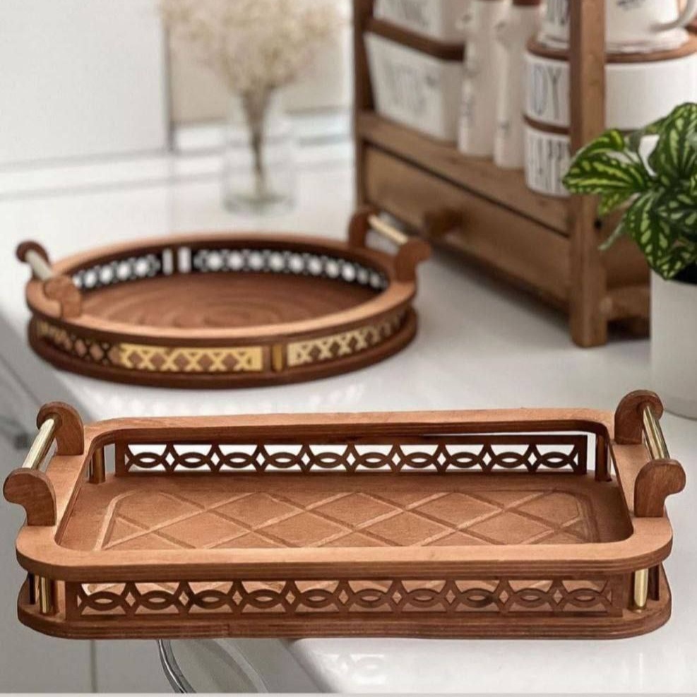 سینی چوبی دسته دار و سرویس هیوا