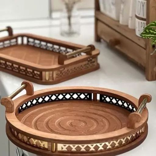 سینی چوبی دسته دار و سرویس هیوا