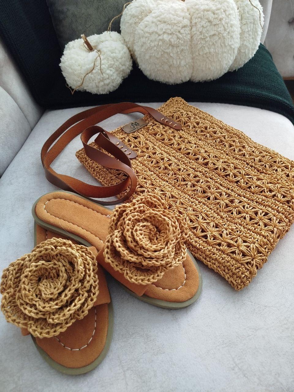 ست کیف و کلاه دست بافت رافیا