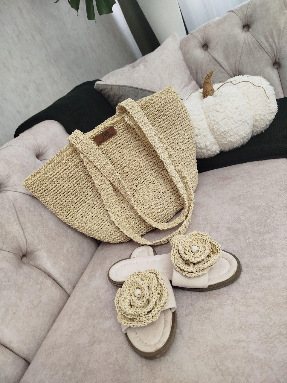 ست کیف و کلاه دست بافت رافیا