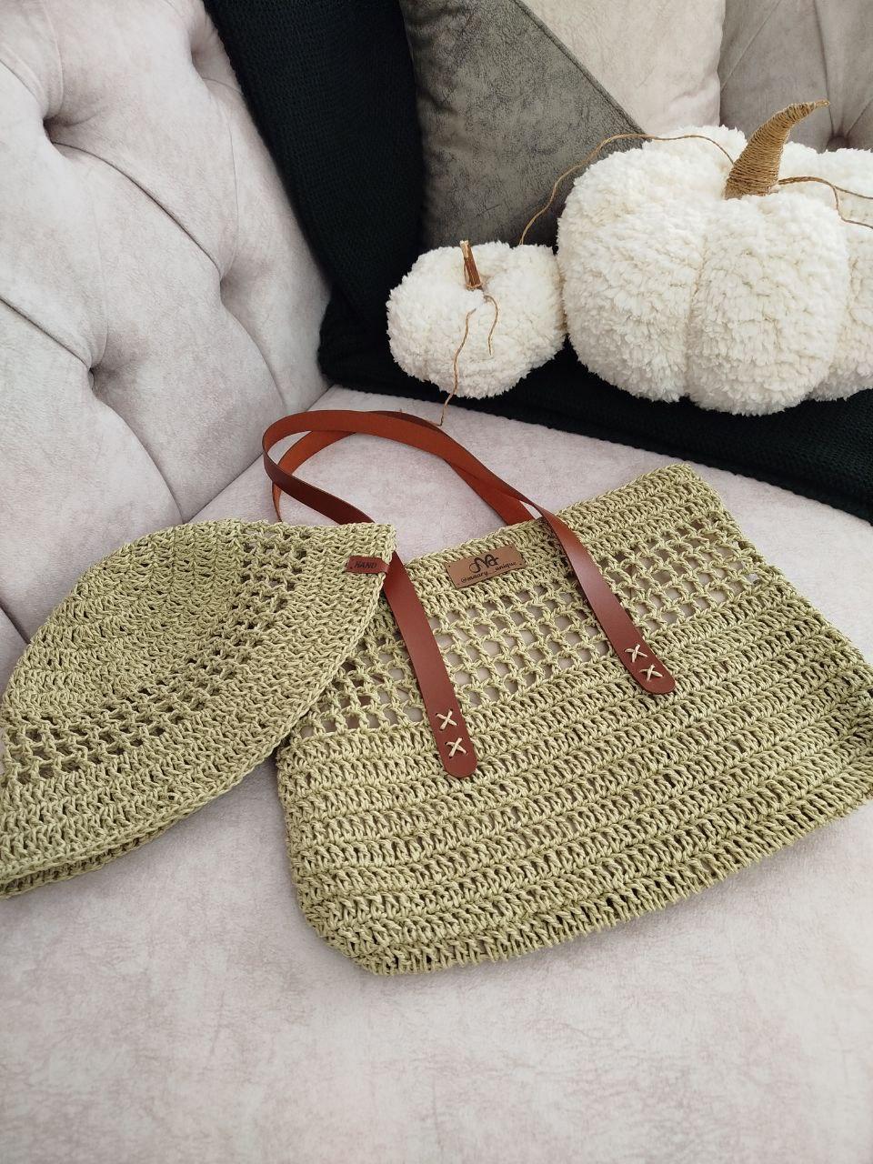 ست کیف و کلاه دست بافت رافیا