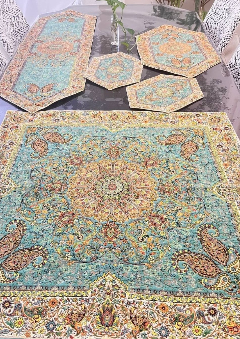 ترمه دستبافت ابریشمی ۵ تکه اصفهان