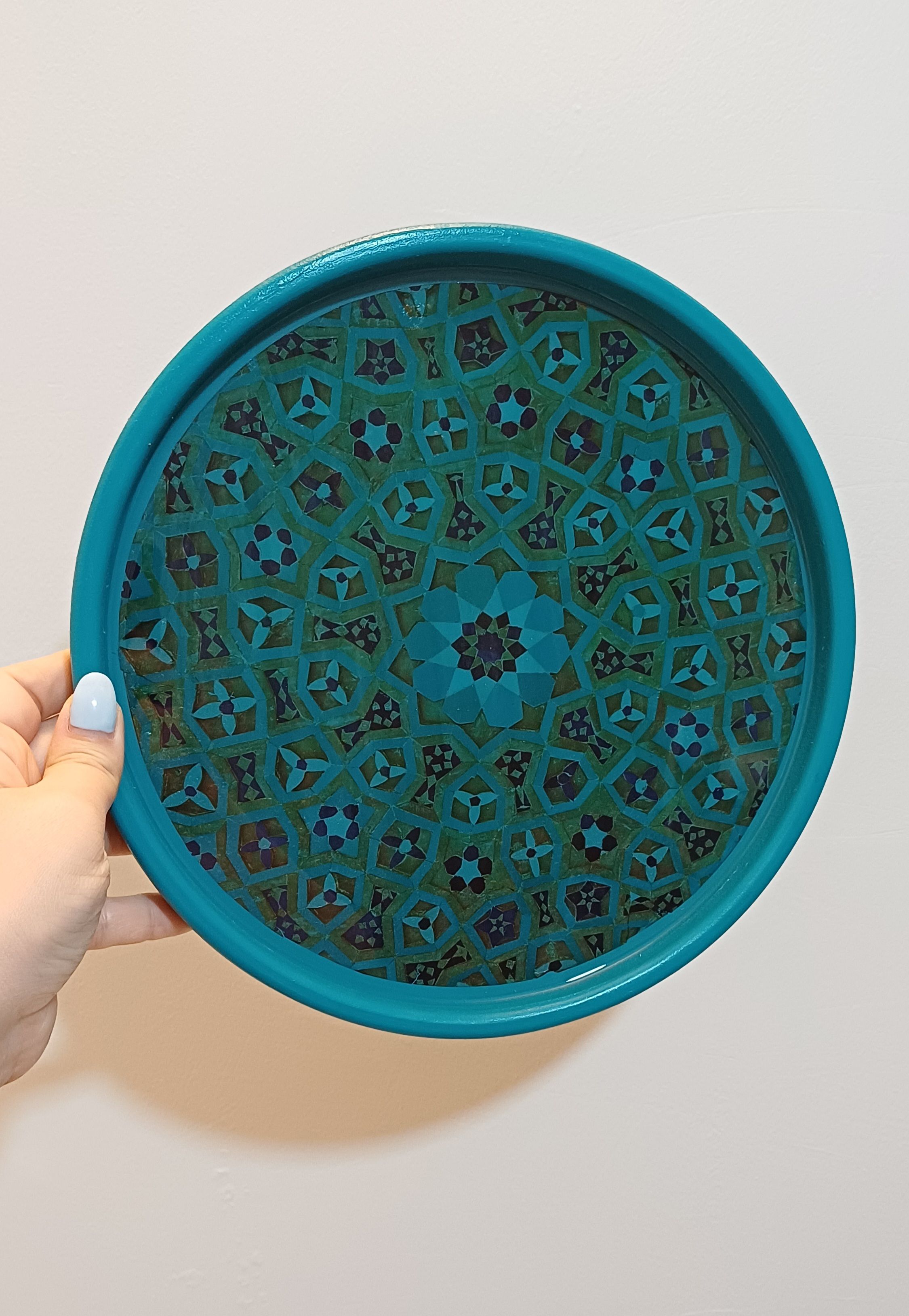 سینی چوبی رزینی.سنگ مصنوعی. شمع