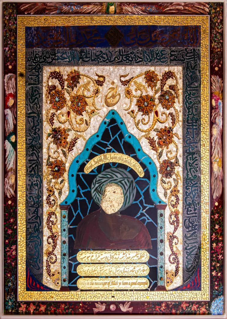 تابلو طلا و جواهرات محمد رسول الله