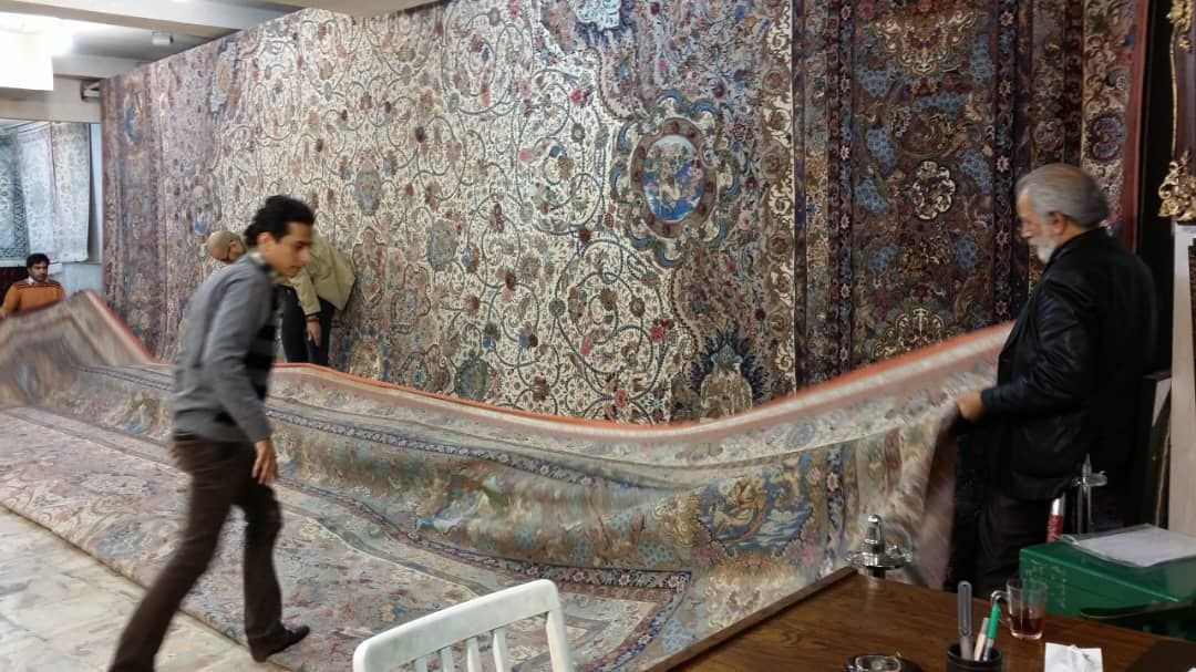 فرش ابریشم خالص دست بافت اصیل ایرانی نقش بهشت در ابعاد10×10