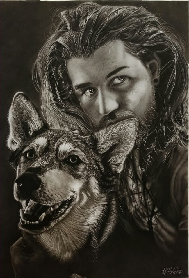 تابلو نقاشی سیاه قلم حرفه ای