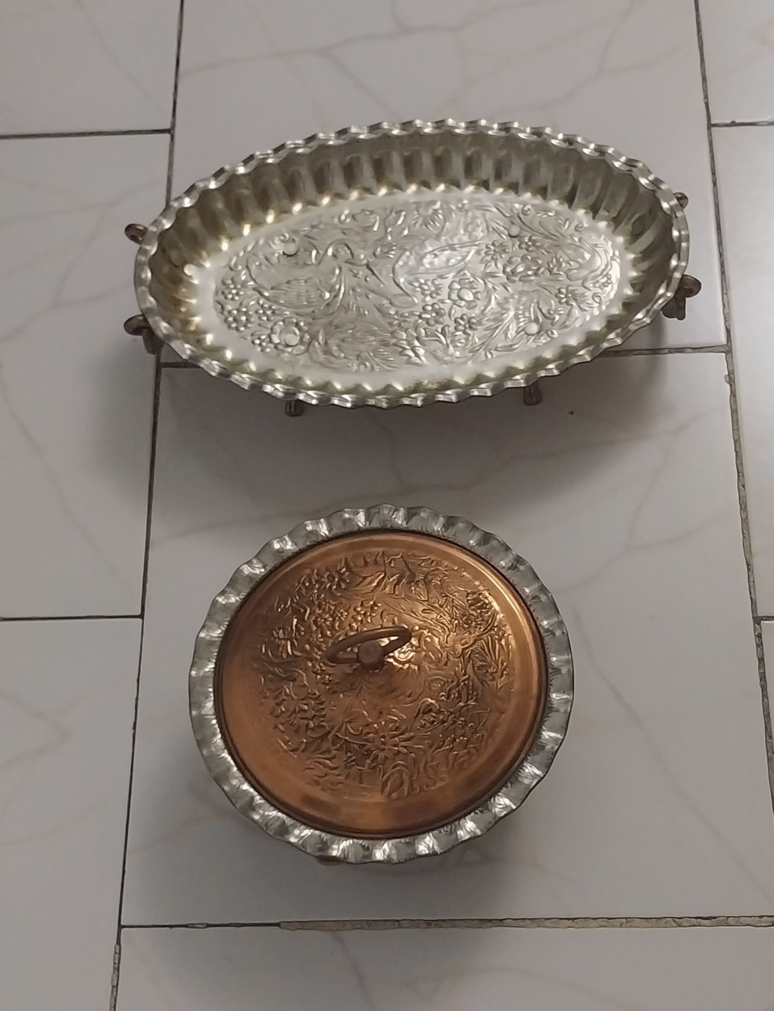  ظرف مسی خورش خوری و دیس پلو