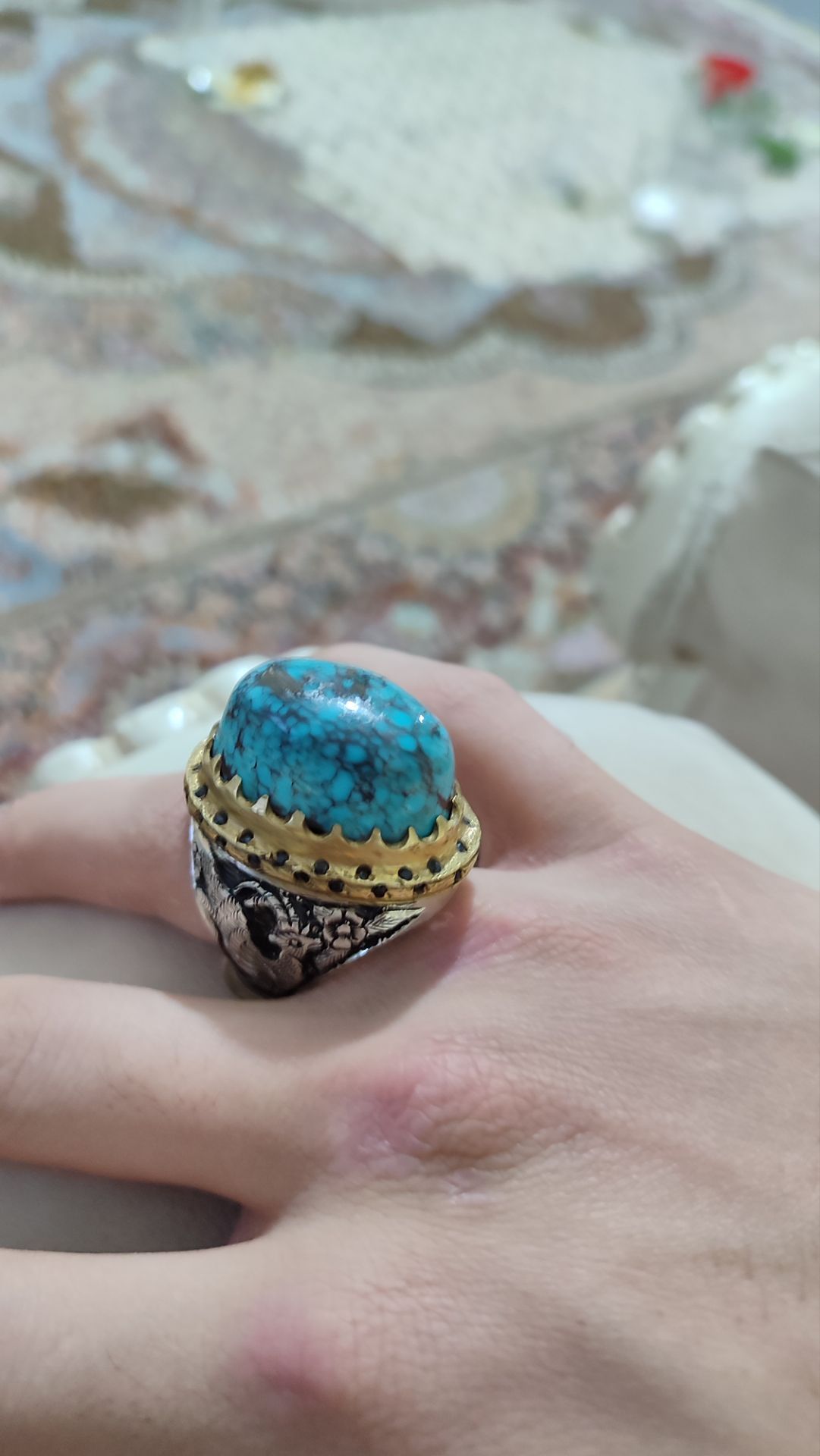 انگشتر فیروزه نیشابوری فاخر شاهانه